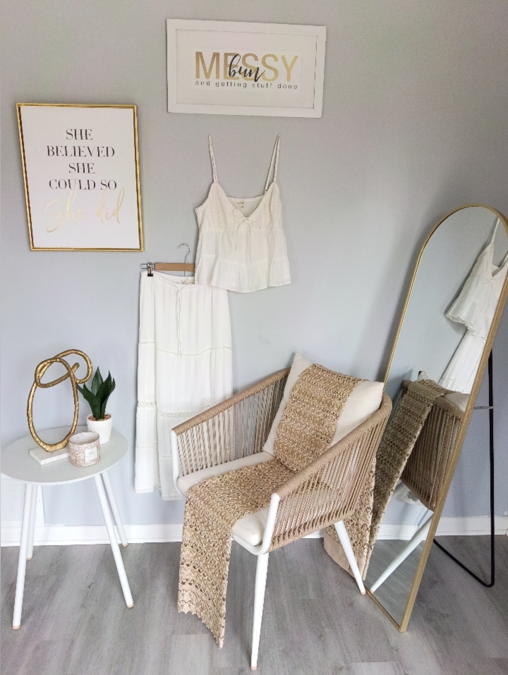 Aeropostale White Crochet-Trim Peasant Tank